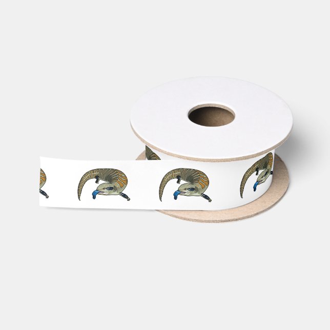 Blue-tongued skink cartoon illustration satin ribbon (Spool)