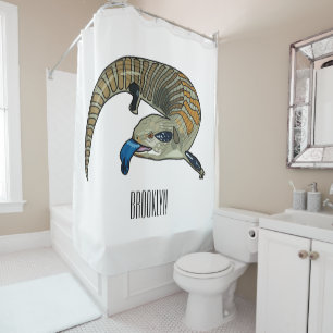 Blue-tongued skink cartoon illustration shower curtain
