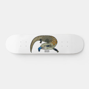 Blue-tongued skink cartoon illustration skateboard