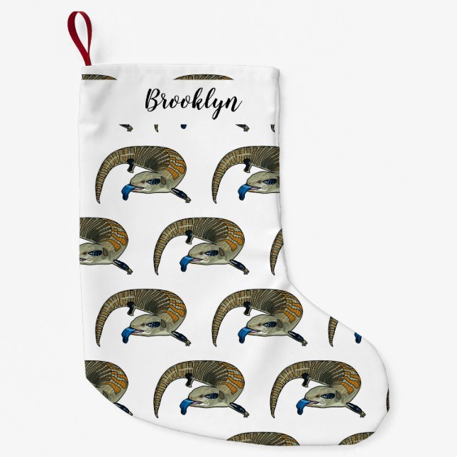 Blue-tongued skink cartoon illustration small christmas stocking (Front)