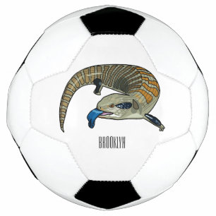 Blue-tongued skink cartoon illustration soccer ball