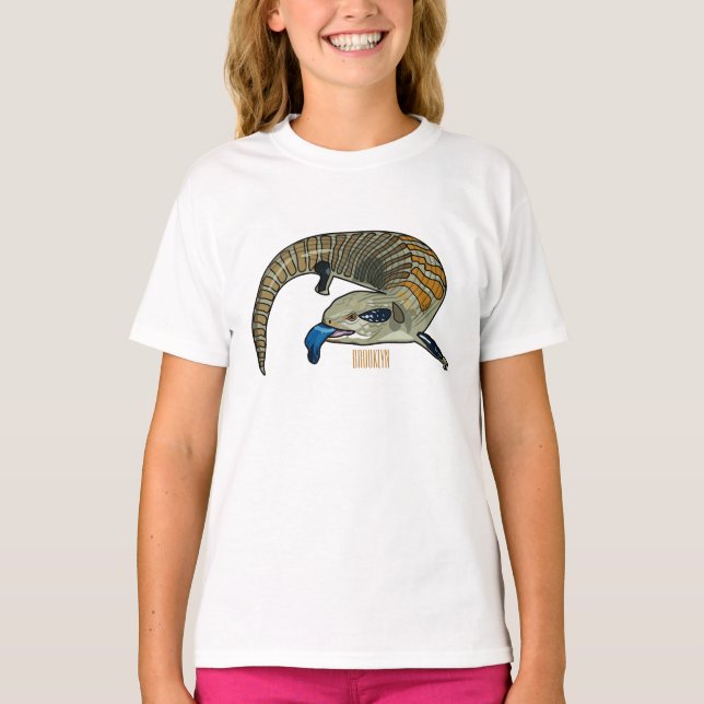 Blue-tongued skink cartoon illustration T-Shirt (Front)