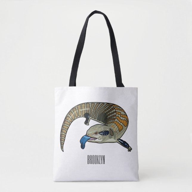 Blue-tongued skink cartoon illustration tote bag (Front)