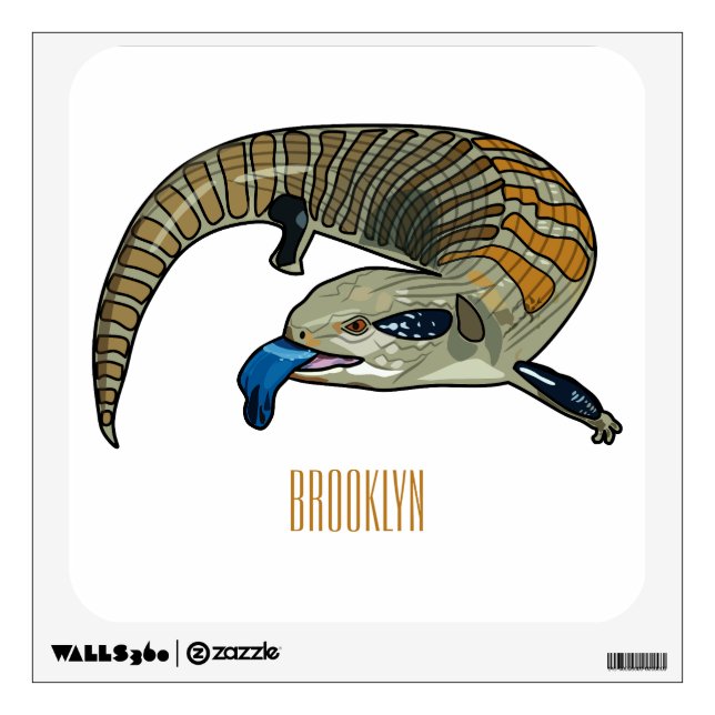 Blue-tongued skink cartoon illustration wall decal (Front)