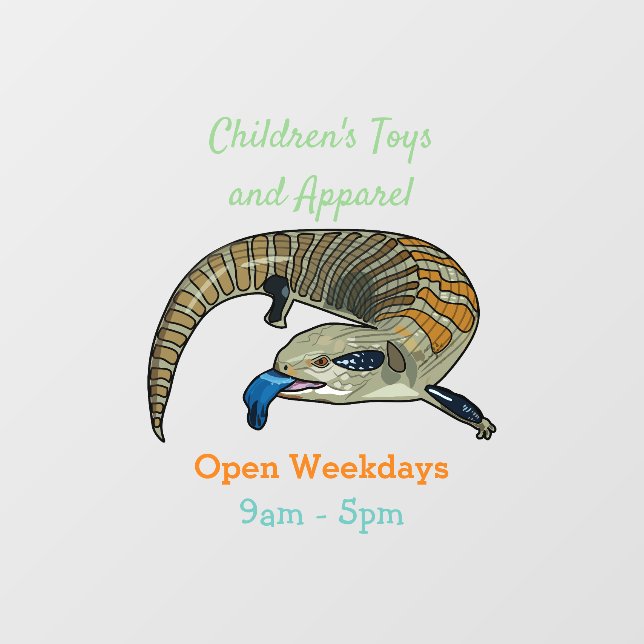 Blue-tongued skink cartoon illustration window cling (Sheet)