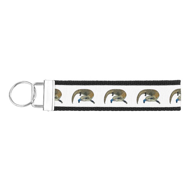 Blue-tongued skink cartoon illustration wrist keychain (Keys on Left)