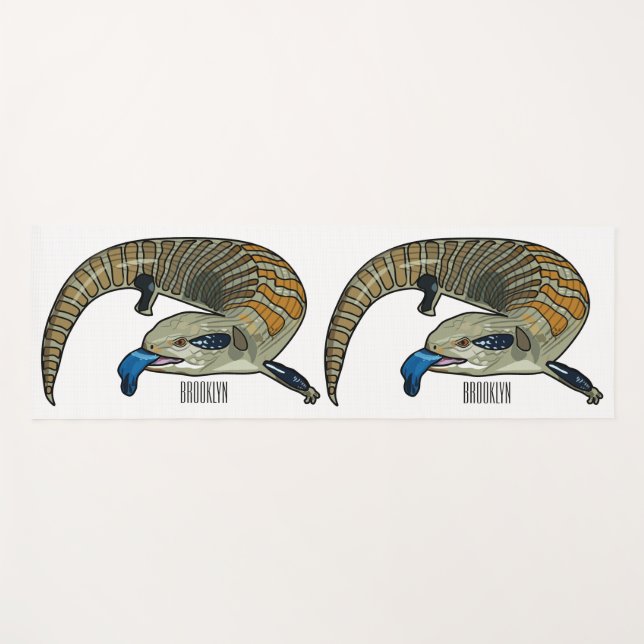 Blue-tongued skink cartoon illustration yoga mat (Front (Horizontal))