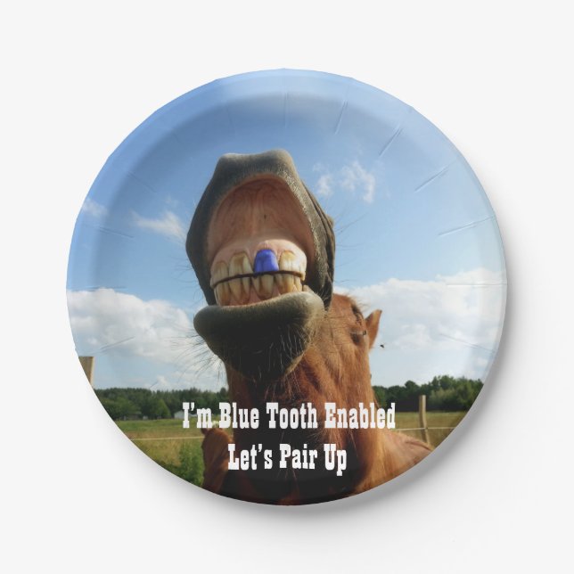 Blue Tooth Enabled Horse Paper Plates (Front)