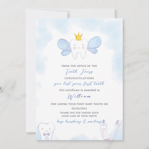 Blue Tooth Fairy Letter Invitation
