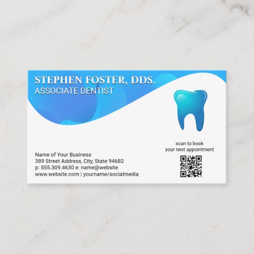 Blue Tooth Logo   Dentistry  QR Code Custom Business Card