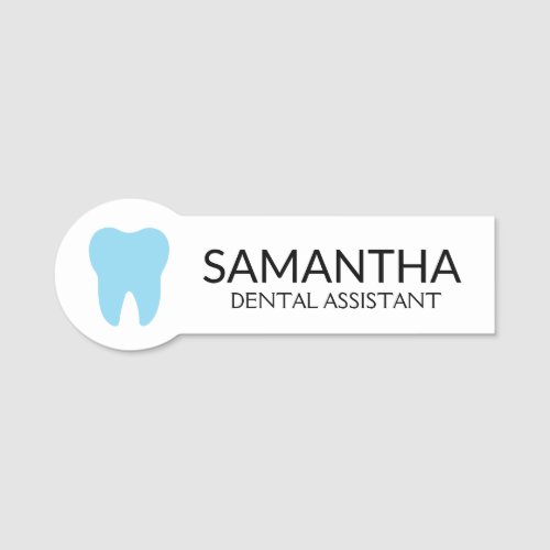 Blue tooth modern minimal dentist dental name tag