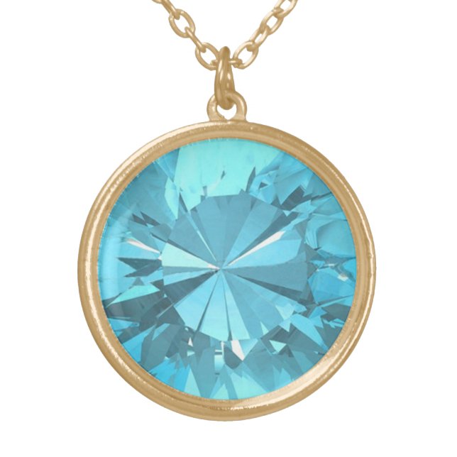 Blue Topaz 3 Gold Plated Necklace (Front)