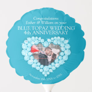 Blue topaz 4th wedding anniversary custom photo balloon