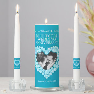 Blue topaz 4th wedding anniversary unity candle set