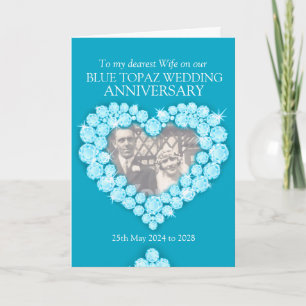 Blue topaz 4th wedding anniversary wife photo card