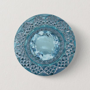 Blue Topaz and Cut Glass Button