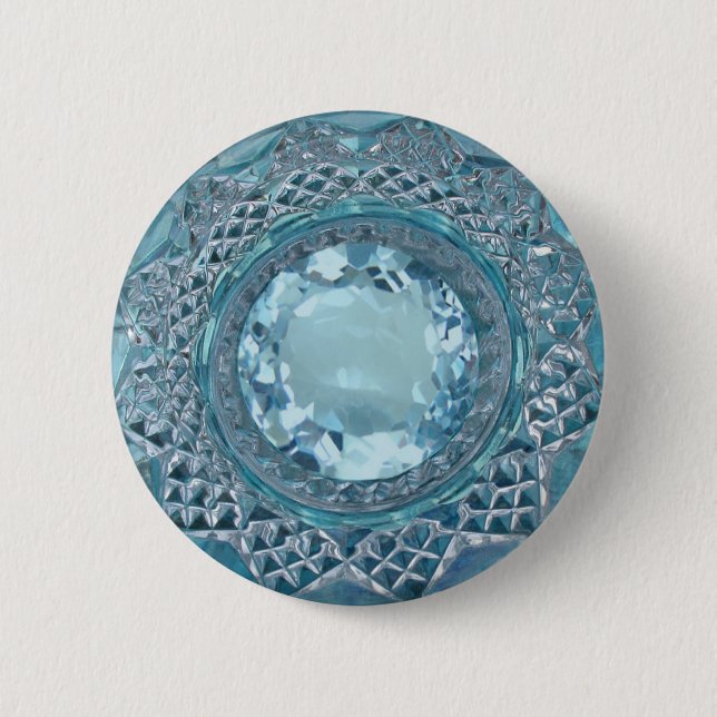 Blue Topaz and Cut Glass Button (Front)