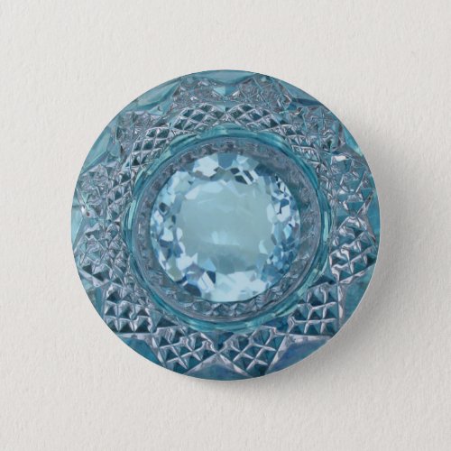 Blue Topaz and Cut Glass Button