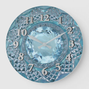 Blue Topaz and Cut Glass Large Clock