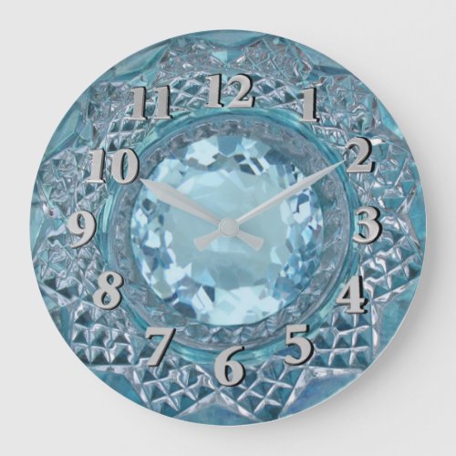 Blue Topaz and Cut Glass Large Clock