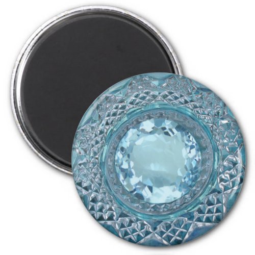 Blue Topaz and Cut Glass Magnet