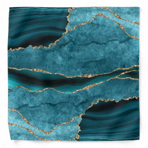 Blue Topaz and Gold Agate Pattern Bandana