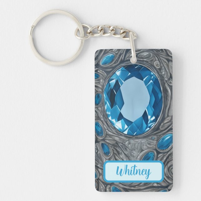 Blue Topaz and Silver Inspired Keychain (10) (Front)