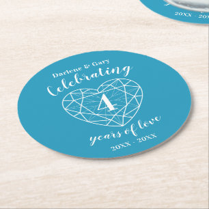 Blue topaz anniversary 4 years of love coasters
