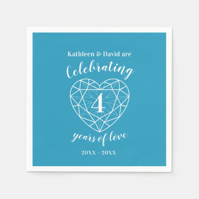 Blue topaz anniversary 4 years of love napkins (Front)