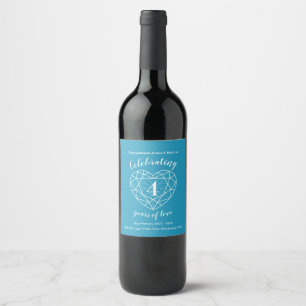 Blue topaz anniversary 4 years of love wine labels