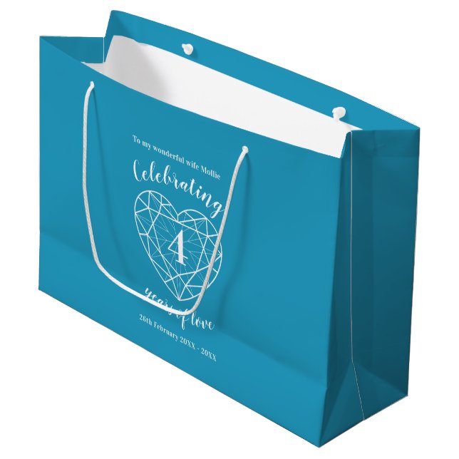Blue topaz Anniversary 4 years personalized Large Gift Bag (Front Angled)