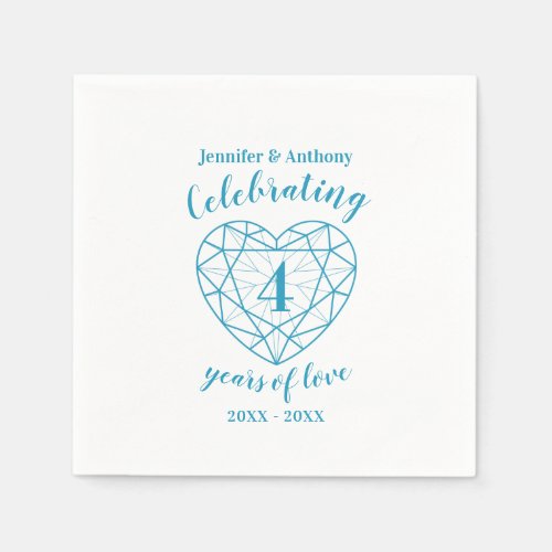 Blue topaz anniversary 4 years white blue custom napkins