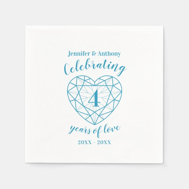 Blue topaz anniversary 4 years white blue custom napkins (Front)