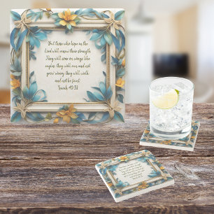 Blue Topaz Blossom Frame Ceramic Tile
