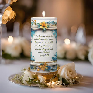 Blue Topaz Blossom Frame Customizable Pillar Candle