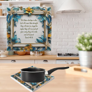 Blue Topaz Blossom Frame Trivet