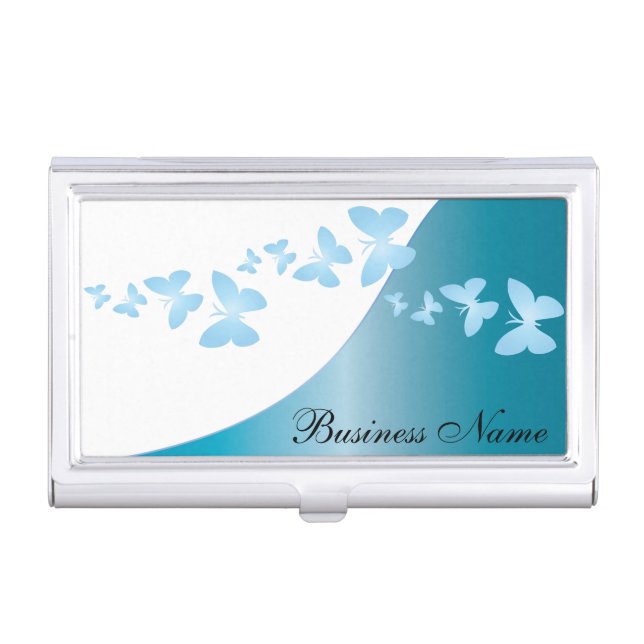 Blue Topaz Elegant Personalize Card Holder (Front)