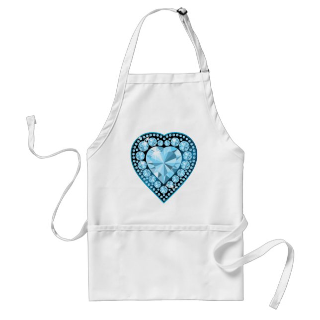 Blue Topaz Gem Heart Adult Apron (Front)
