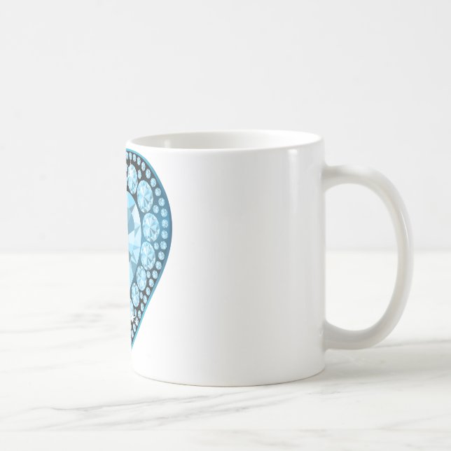 Blue Topaz Gem Heart Coffee Mug (Right)