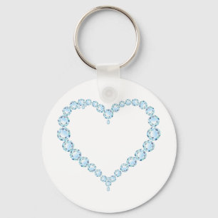 Blue Topaz Gem Heart Keychain