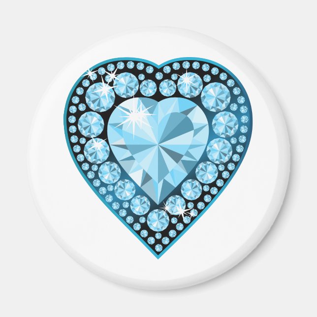 Blue Topaz Gem Heart Magnet (Front)