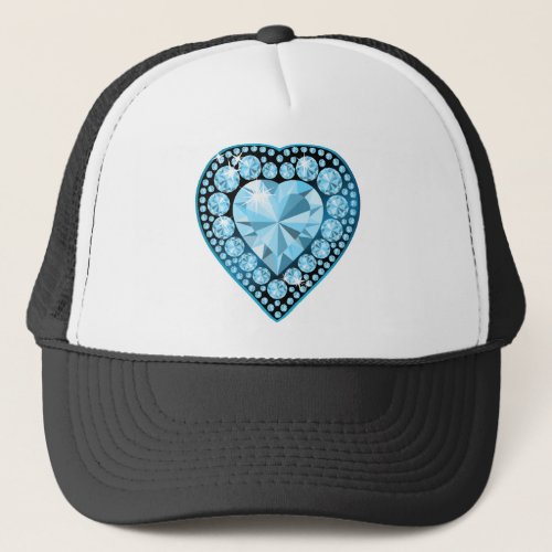 Blue Topaz Gem Heart Trucker Hat