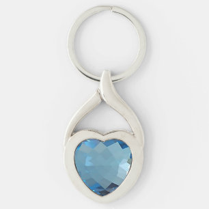 Blue Topaz Heart Keychain