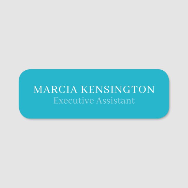 Blue Topaz Modern Professional Name Tag (Front)