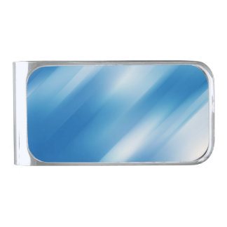 Blue topaz silver finish money clip