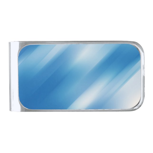 Blue topaz silver finish money clip (Front)