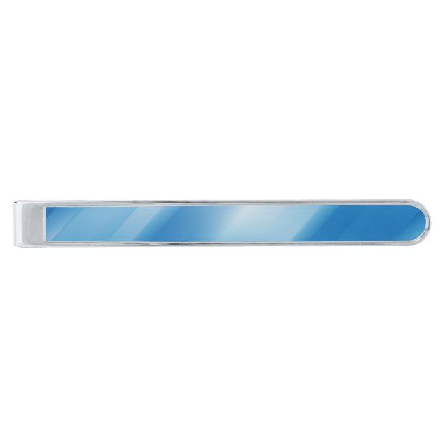 Blue topaz silver finish tie bar (Front)