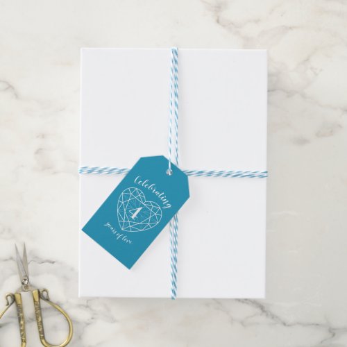 Blue topaz wedding anniversary 4th heart gift tags