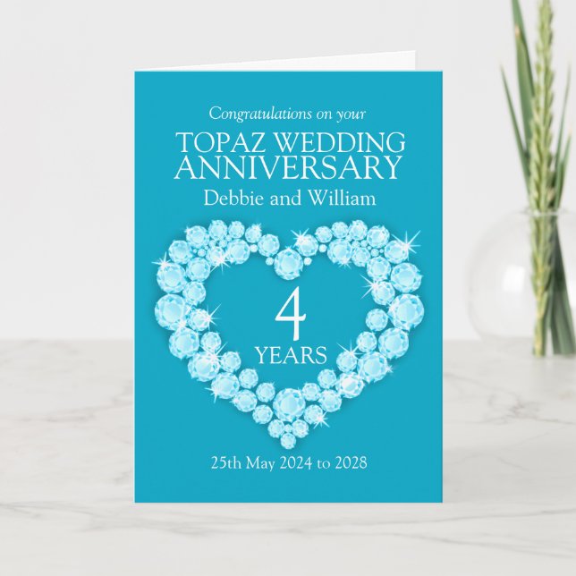 Blue Topaz wedding anniversary name details card (Front)