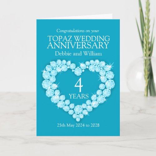 Blue Topaz wedding anniversary name details card